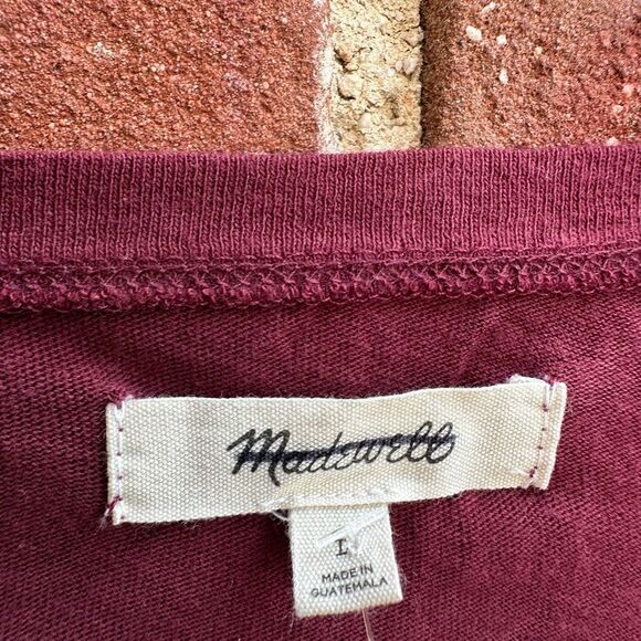 Madewell Dusty Burgundy Softfade Cotton Women T Shirt large NEW - Picture 6 of 7